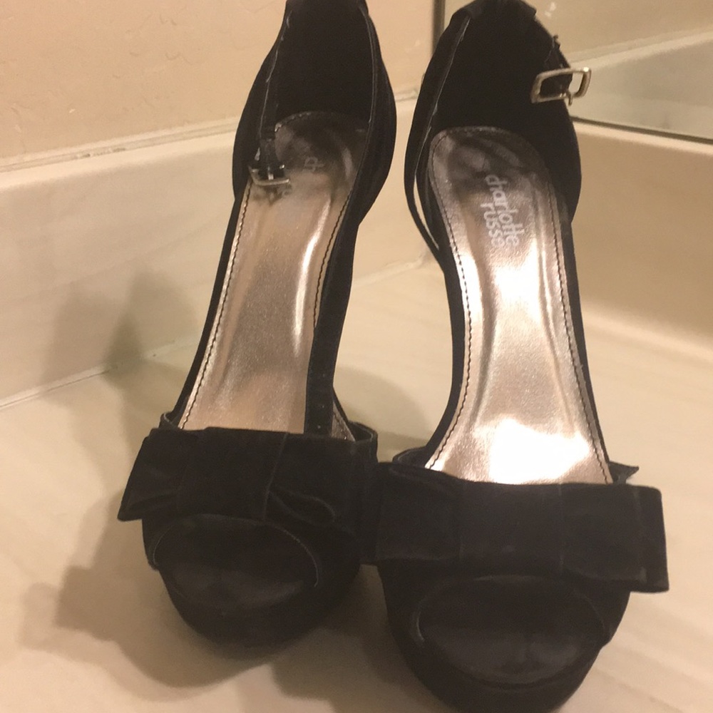 Black Velvet Charlotte Russe Heels with Bow